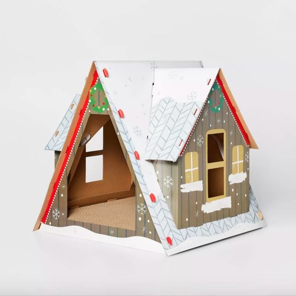 NEW! Cat Scratcher Holiday Ski Chalet Shack A-Frame House  - Wondershop - Picture 1 of 3